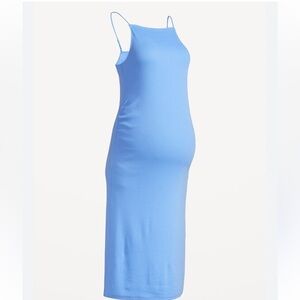 Maternity High Neck Rib-Knit Midi Dress